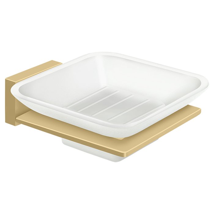 Deltana Frosted Glass Soap Dish in Brushed Brass