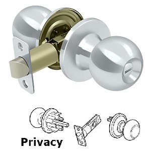 Deltana Round Privacy Door Knob in Polished Chrome