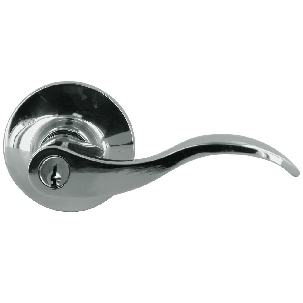 Deltana Keyed Lock Right Handed Entry Door Lever in Polished Chrome