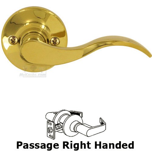 Deltana Right Handed Passage Door Lever in PVD Brass