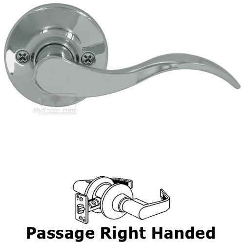 Deltana Right Handed Passage Door Lever in Polished Chrome