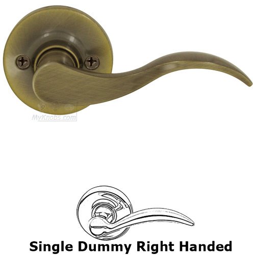 Deltana Right Handed Single Dummy Door Lever in Antique Brass