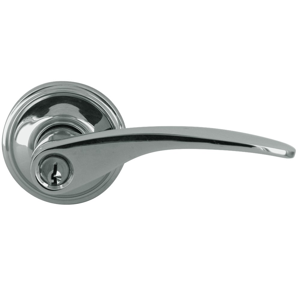 Deltana Keyed Right Handed Entry Door Lever in Polished Chrome
