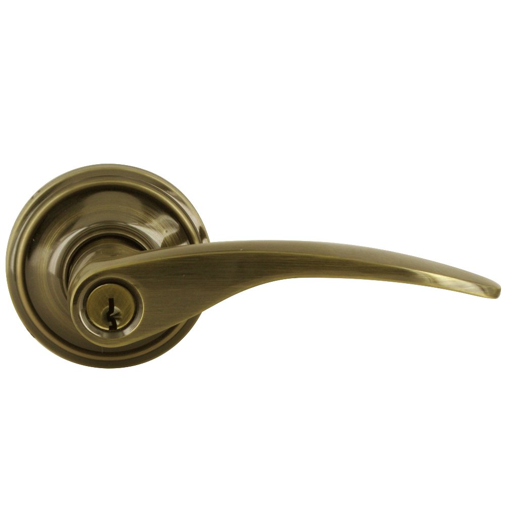 Deltana Keyed Right Handed Entry Door Lever in Antique Brass