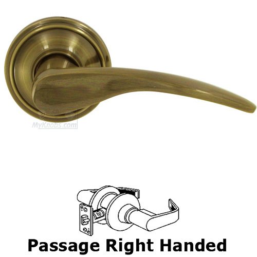 Deltana Right Handed Passage Door Lever in Antique Brass