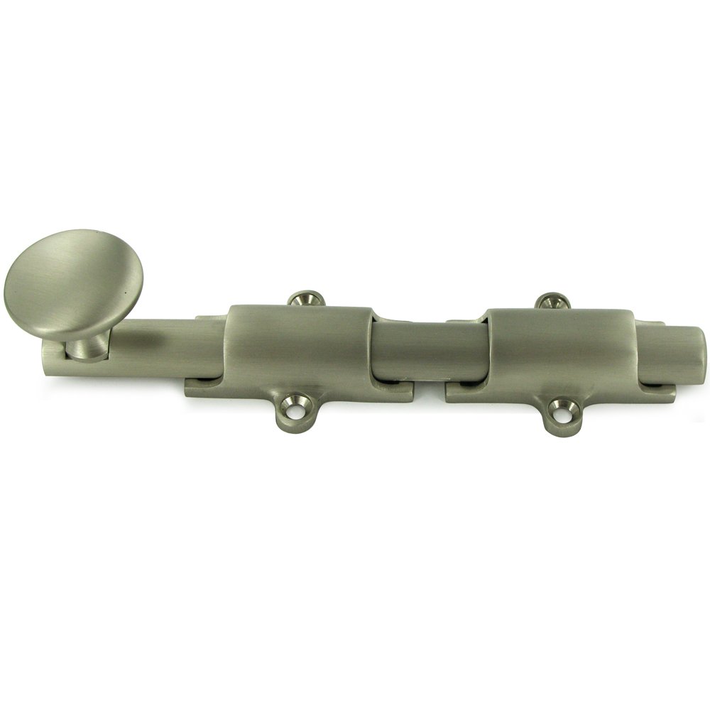 Deltana Solid Brass 6" Heavy Duty Surface Bolt in Brushed Nickel