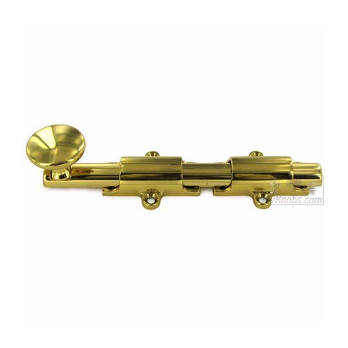 Deltana Solid Brass 6" Heavy Duty Surface Bolt in Polished Brass