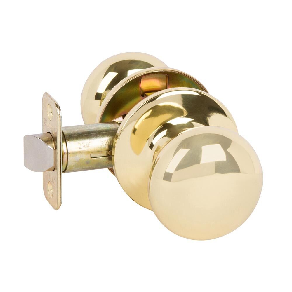 Delaney Hardware Passage Saxon Knob in Bright Brass