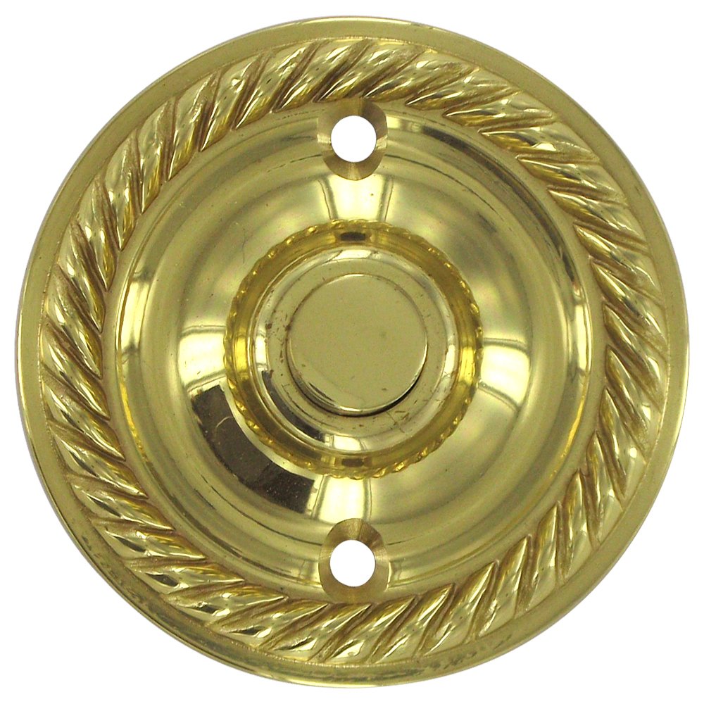 Deltana Solid Brass Round Rope Bell Button in Polished Brass