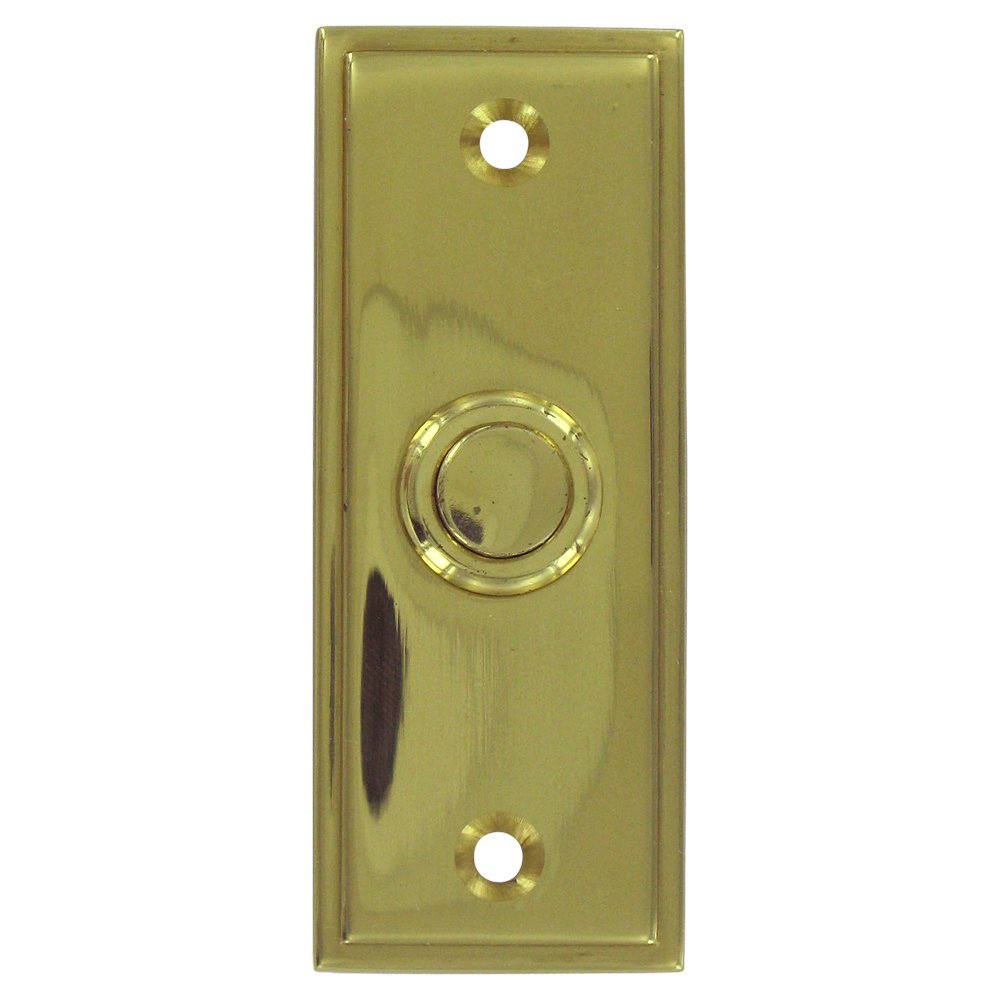Deltana Solid Brass Rectangular Contemporary Bell Button in Polished Brass