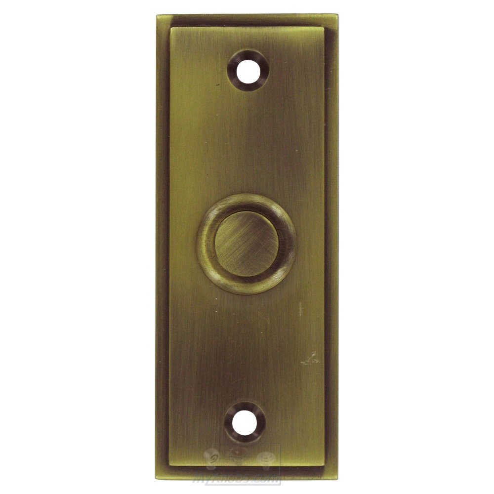 Deltana Solid Brass Rectangular Contemporary Bell Button in Antique Brass