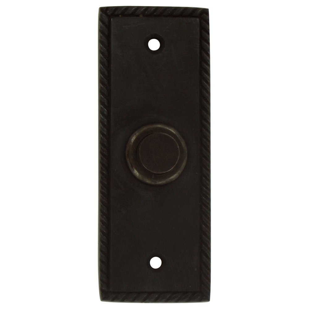 Deltana Solid Brass Rectangular Rope Bell Button in Oil Rubbed Bronze