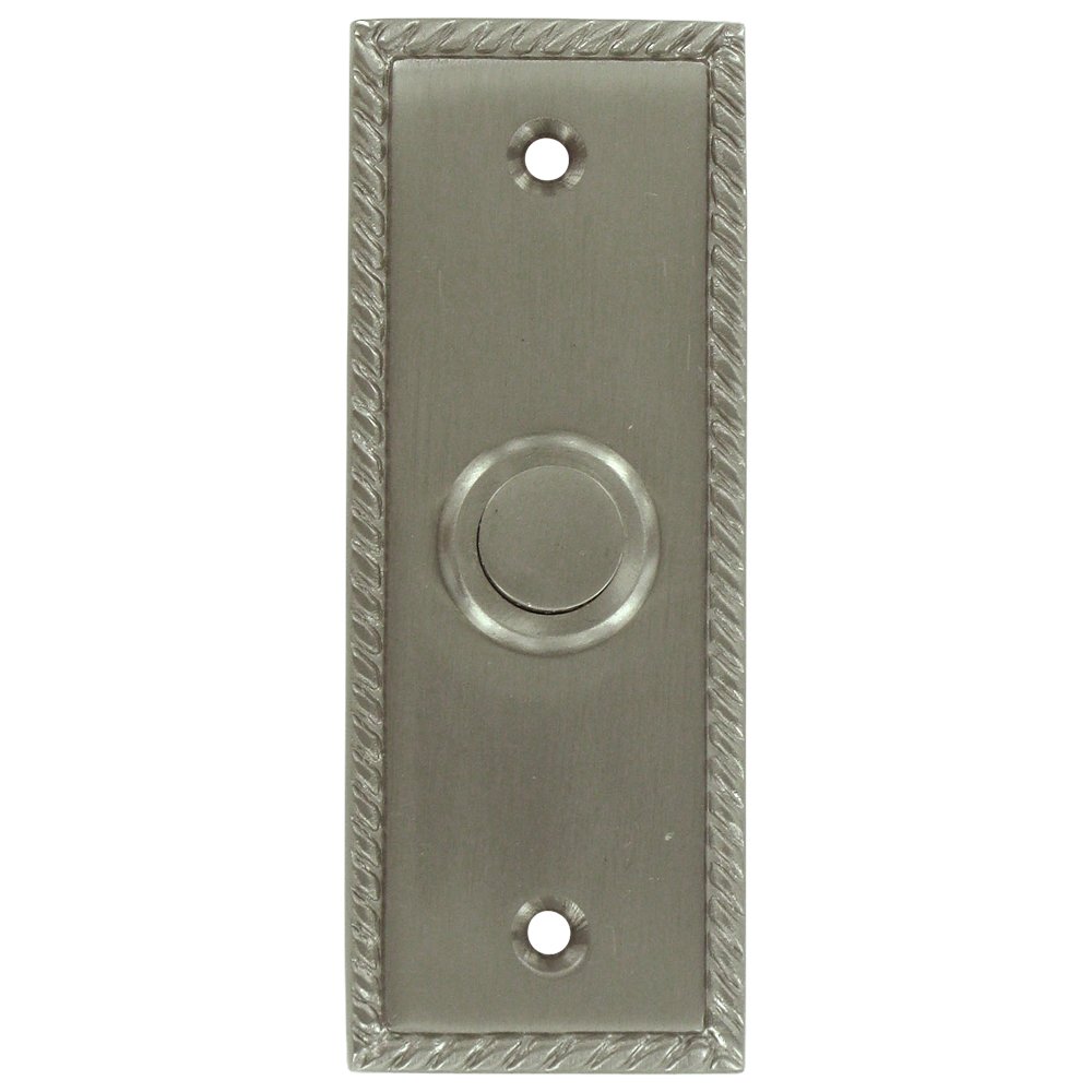 Deltana Solid Brass Rectangular Rope Bell Button in Brushed Nickel