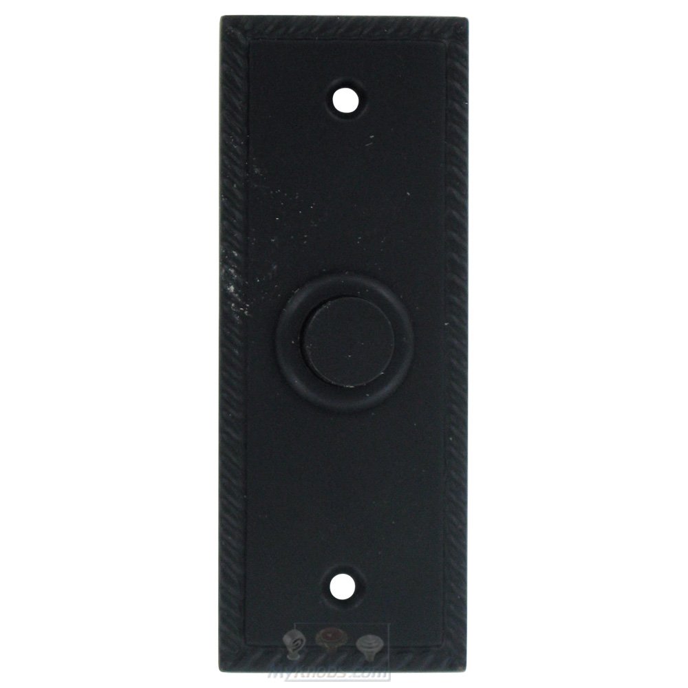 Deltana Solid Brass Rectangular Rope Bell Button in Paint Black