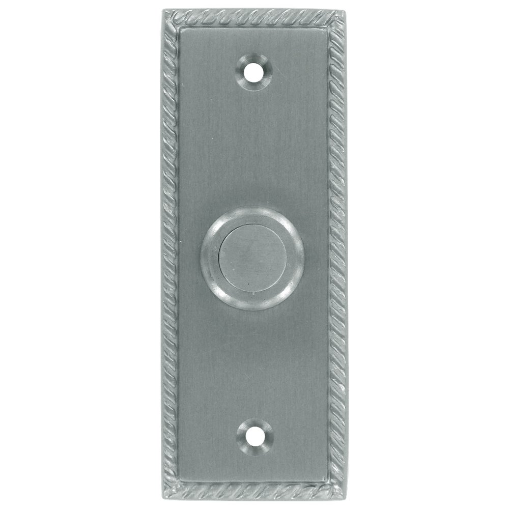 Deltana Solid Brass Rectangular Rope Bell Button in Brushed Chrome