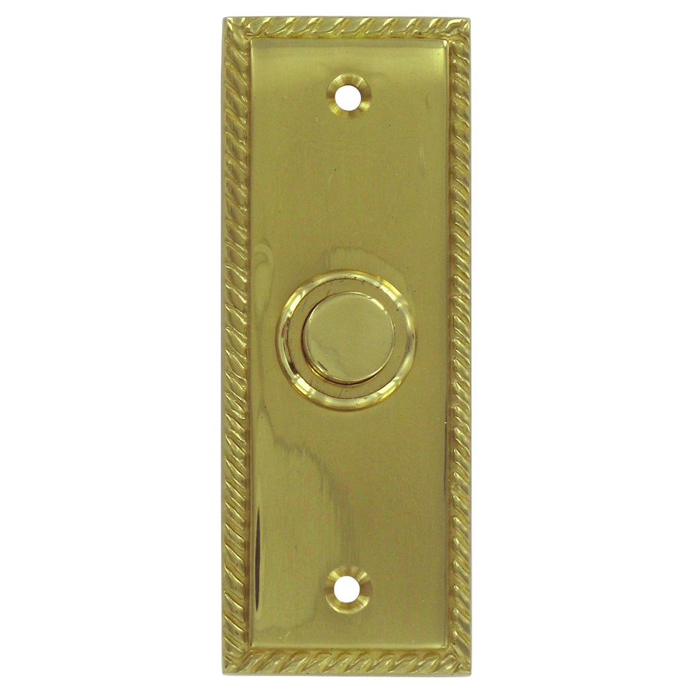 Deltana Solid Brass Rectangular Rope Bell Button in Polished Brass