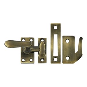 Deltana Solid Brass Medium Casement Fastener Window Lock in Antique Brass