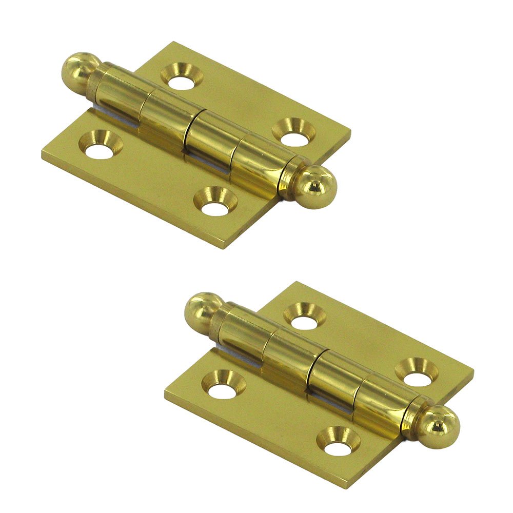 Deltana Solid Brass 1 1/2" x 1 1/2" Mortise Cabinet Hinge with Ball Tips (Sold as a Pair) in Polished Brass