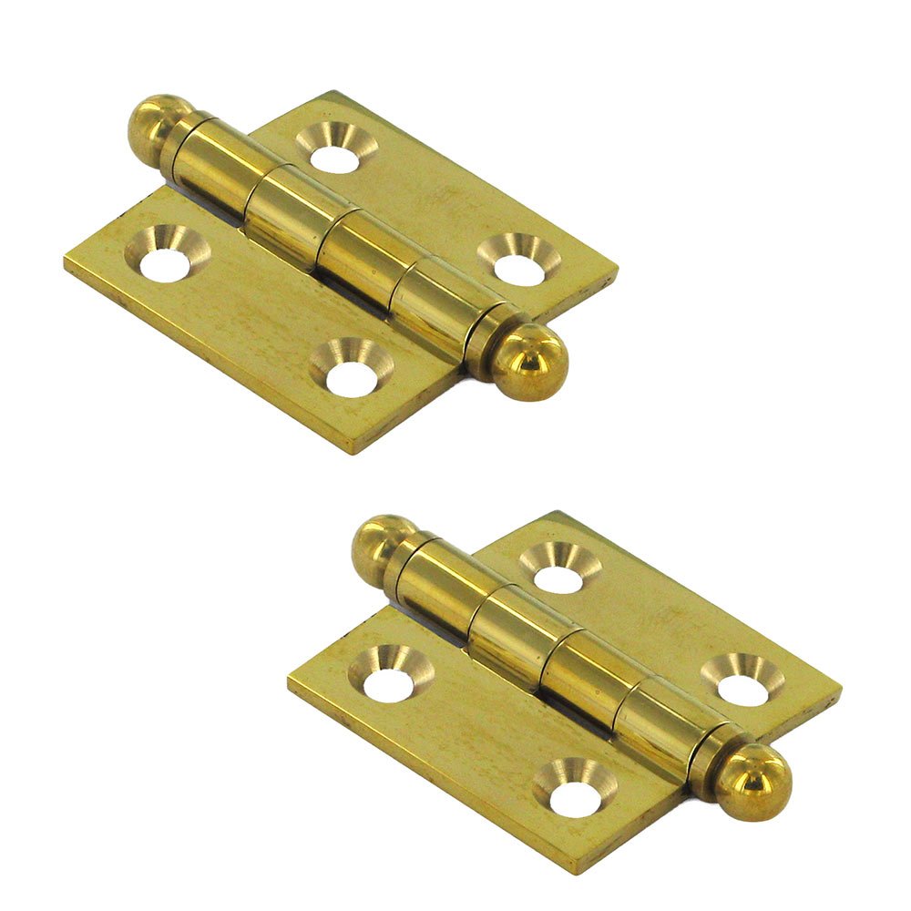 Deltana Solid Brass 1 1/2" x 1 1/2" Mortise Cabinet Hinge with Ball Tips (Sold as a Pair) in Polished Brass Unlacquered
