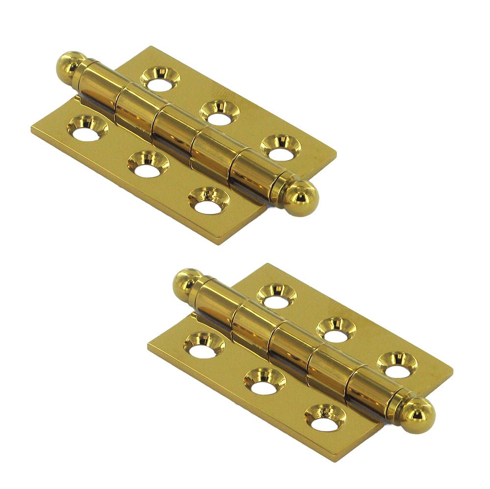 Deltana Solid Brass 2" x 1 1/2" Mortise Cabinet Hinge with Ball Tips (Sold as a Pair) in PVD Brass