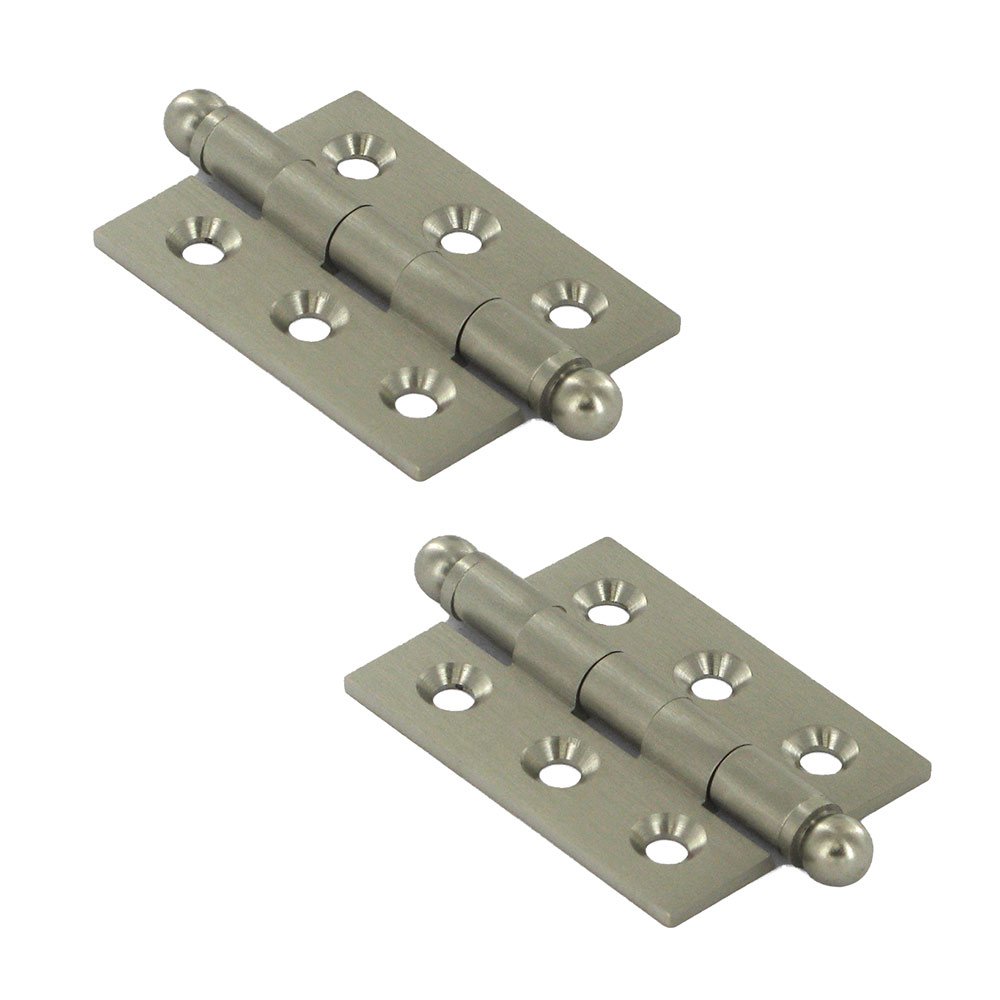 Deltana Solid Brass 2" x 1 1/2" Mortise Cabinet Hinge with Ball Tips (Sold as a Pair) in Brushed Nickel