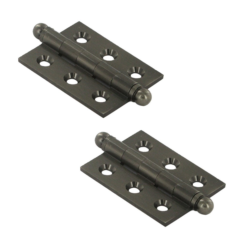 Deltana Solid Brass 2" x 1 1/2" Mortise Cabinet Hinge with Ball Tips (Sold as a Pair) in Antique Nickel