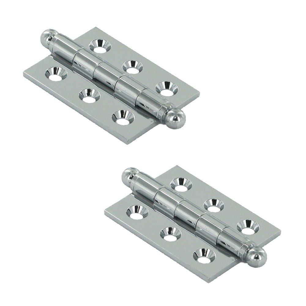 Deltana Solid Brass 2" x 1 1/2" Mortise Cabinet Hinge with Ball Tips (Sold as a Pair) in Polished Chrome