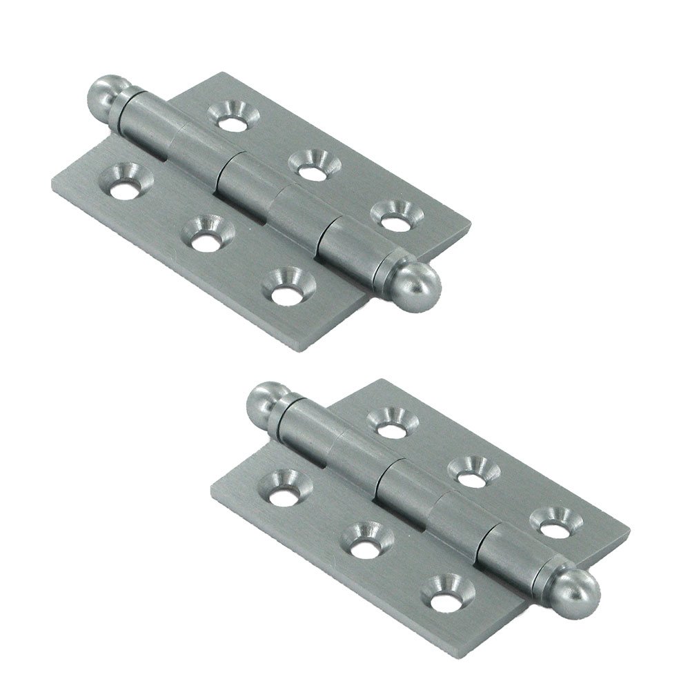 Deltana Solid Brass 2" x 1 1/2" Mortise Cabinet Hinge with Ball Tips (Sold as a Pair) in Brushed Chrome