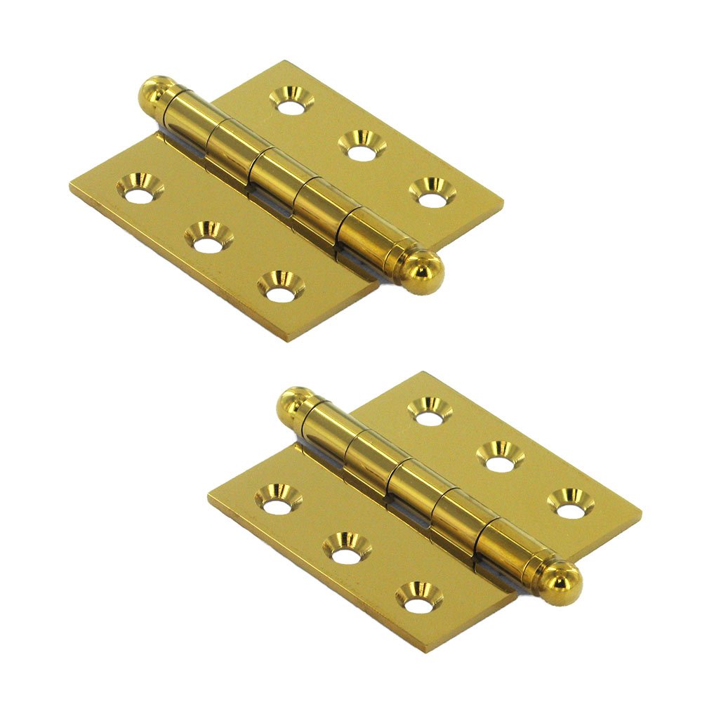 Deltana Solid Brass 2" x 2" Mortise Cabinet Hinge with Ball Tips (Sold as a Pair) in PVD Brass