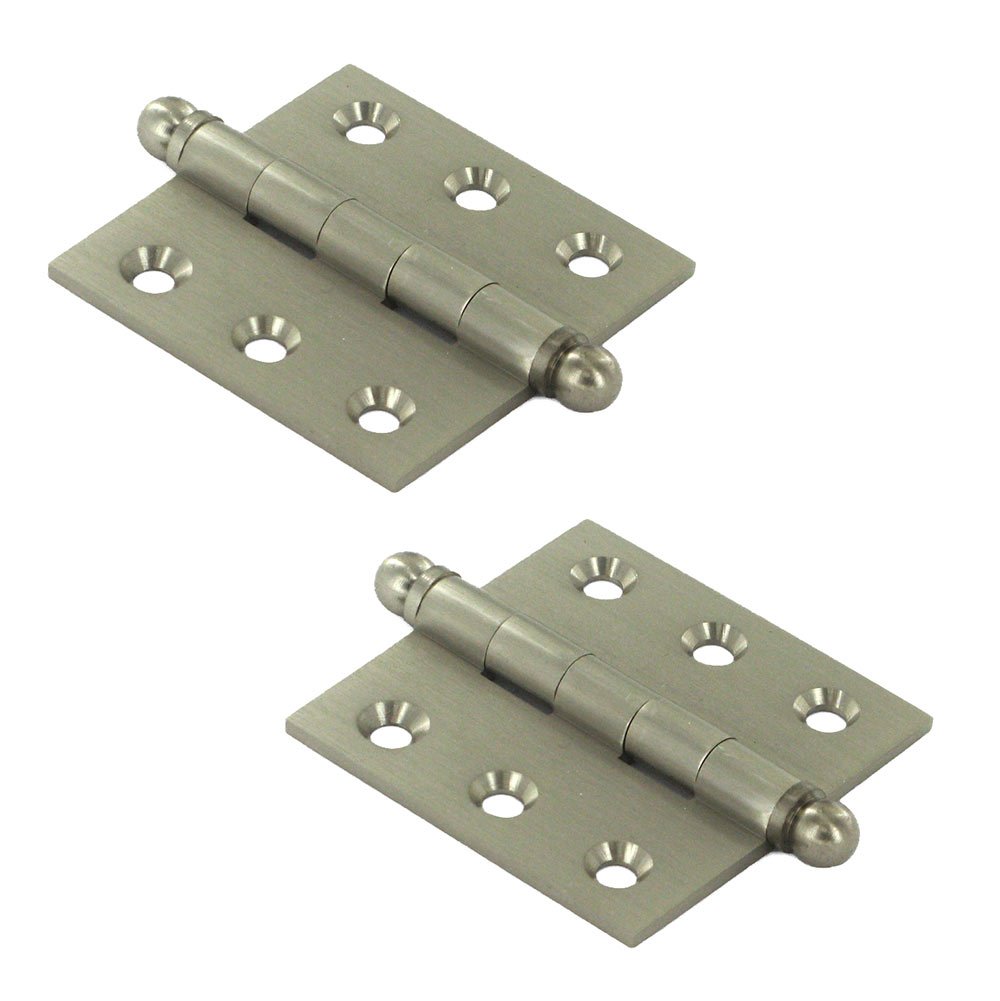Deltana Solid Brass 2" x 2" Mortise Cabinet Hinge with Ball Tips (Sold as a Pair) in Brushed Nickel