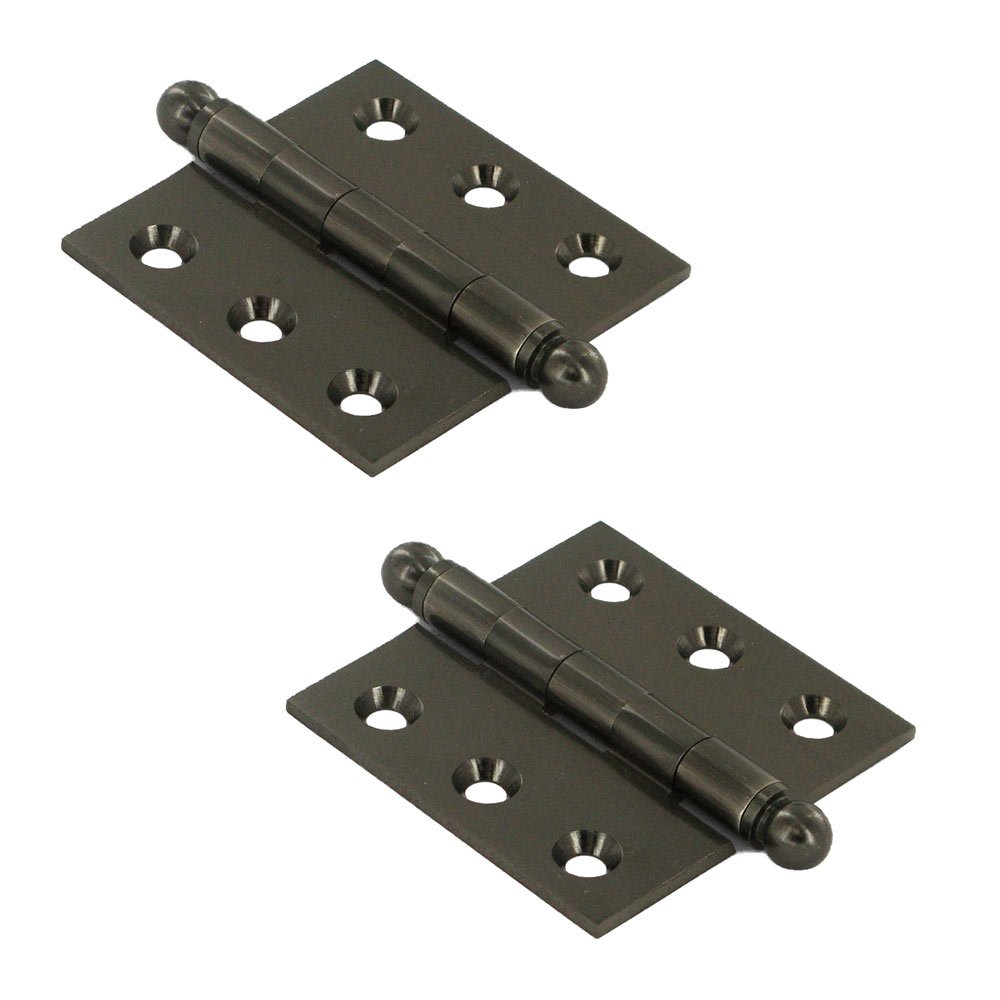 Deltana Solid Brass 2" x 2" Mortise Cabinet Hinge with Ball Tips (Sold as a Pair) in Antique Nickel