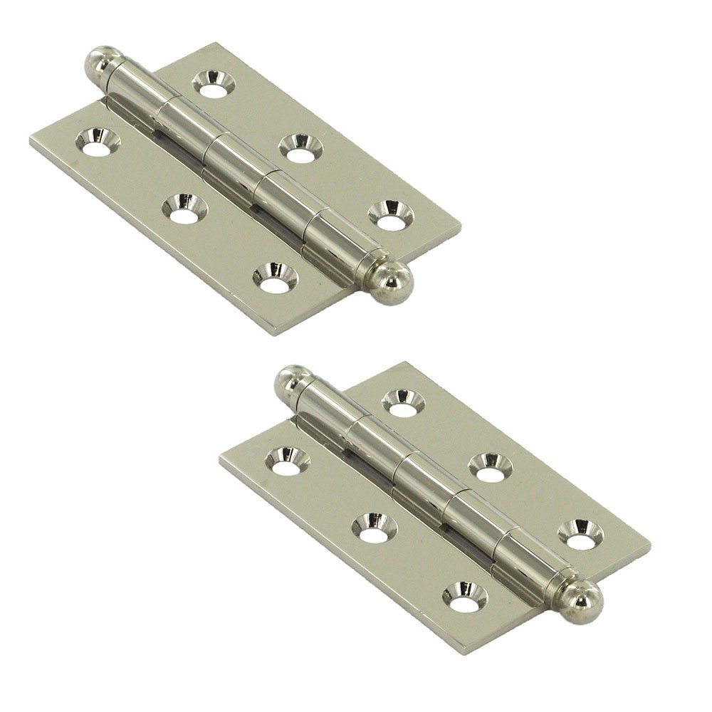 Deltana Solid Brass 2 1/2" x 1 11/16" Mortise Cabinet Hinge with Ball Tips (Sold as a Pair) in Polished Nickel