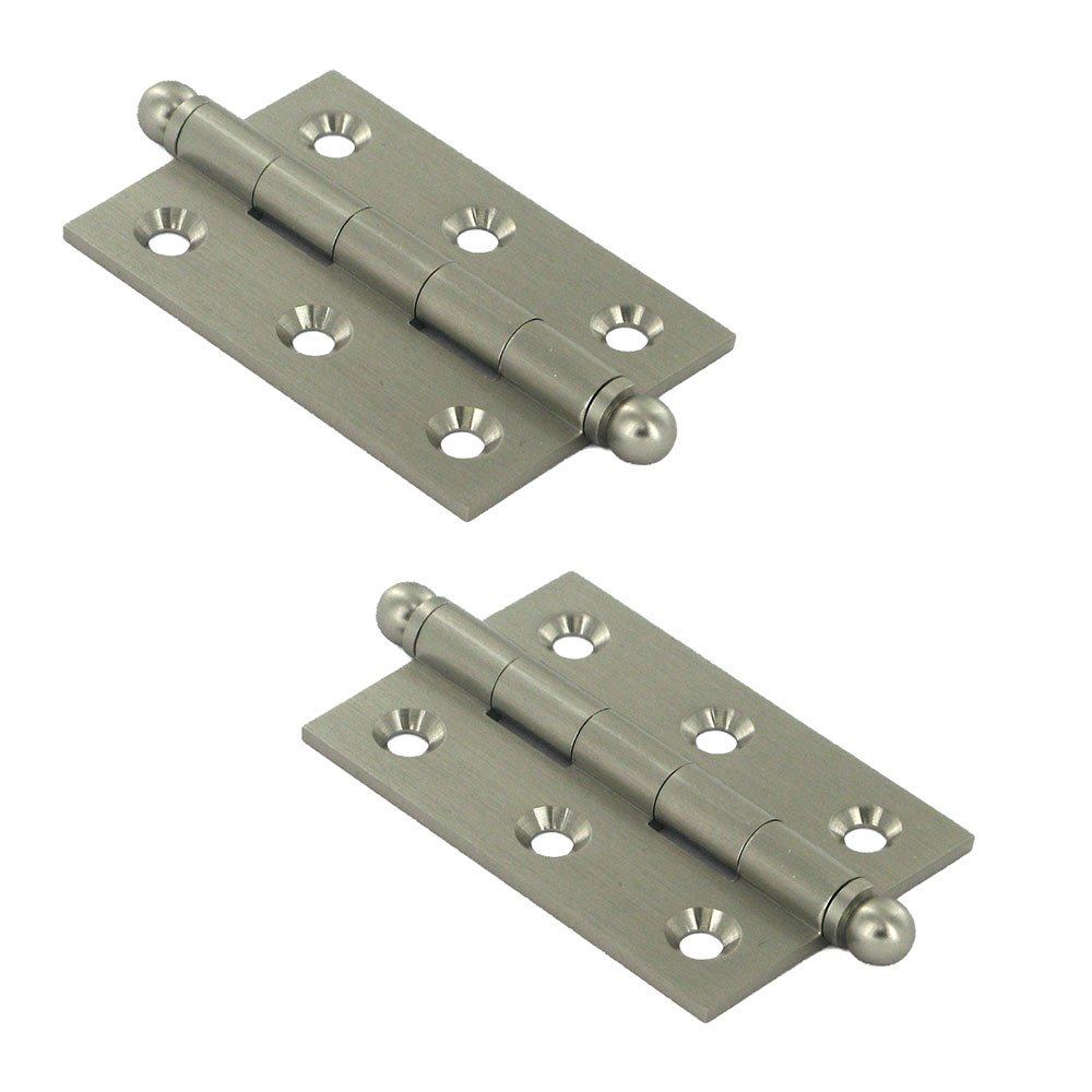 Deltana Solid Brass 2 1/2" x 1 11/16" Mortise Cabinet Hinge with Ball Tips (Sold as a Pair) in Brushed Nickel