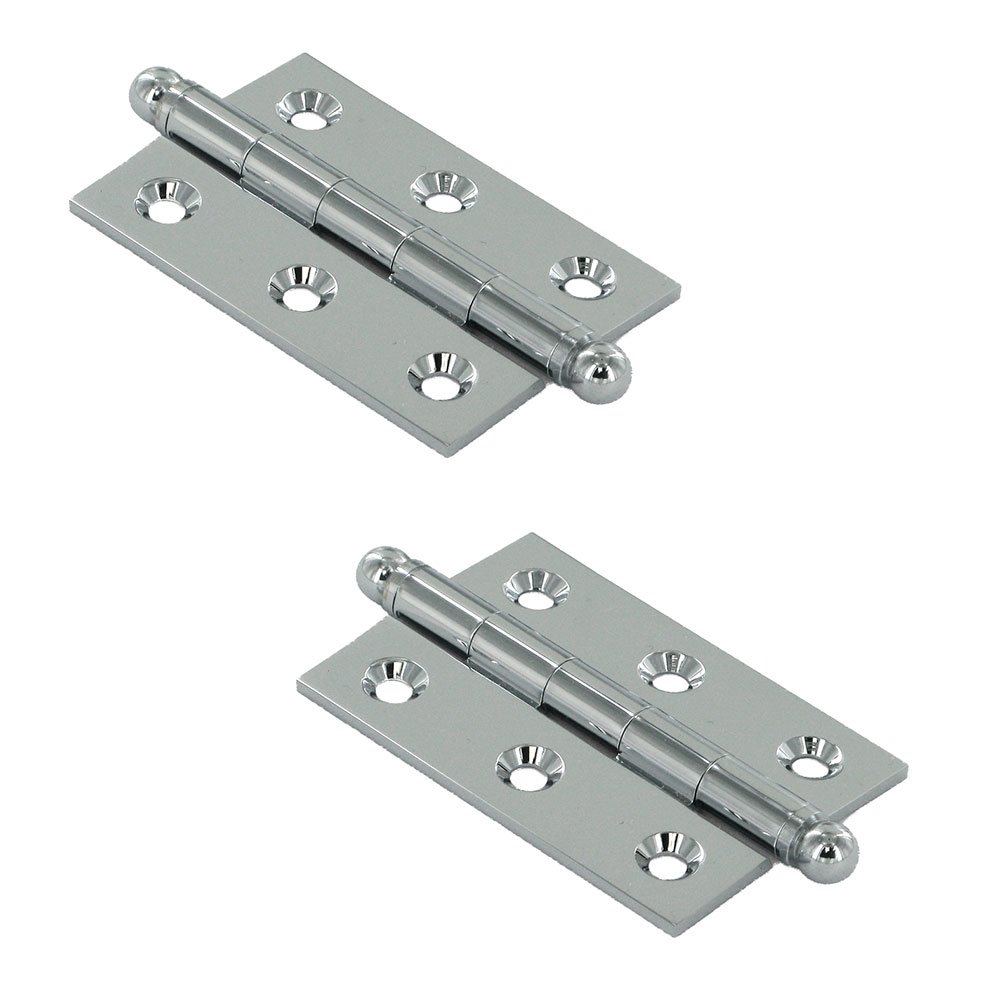Deltana Solid Brass 2 1/2" x 1 11/16" Mortise Cabinet Hinge with Ball Tips (Sold as a Pair) in Polished Chrome