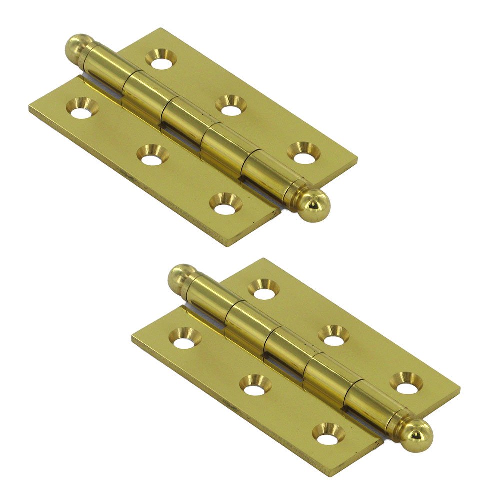 Deltana Solid Brass 2 1/2" x 1 11/16" Mortise Cabinet Hinge with Ball Tips (Sold as a Pair) in Polished Brass