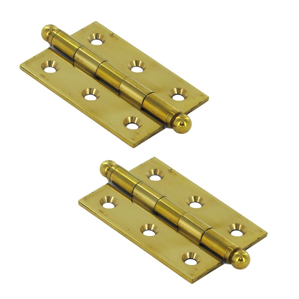 Deltana Solid Brass 2 1/2" x 1 11/16" Mortise Cabinet Hinge with Ball Tips (Sold as a Pair) in Polished Brass Unlacquered