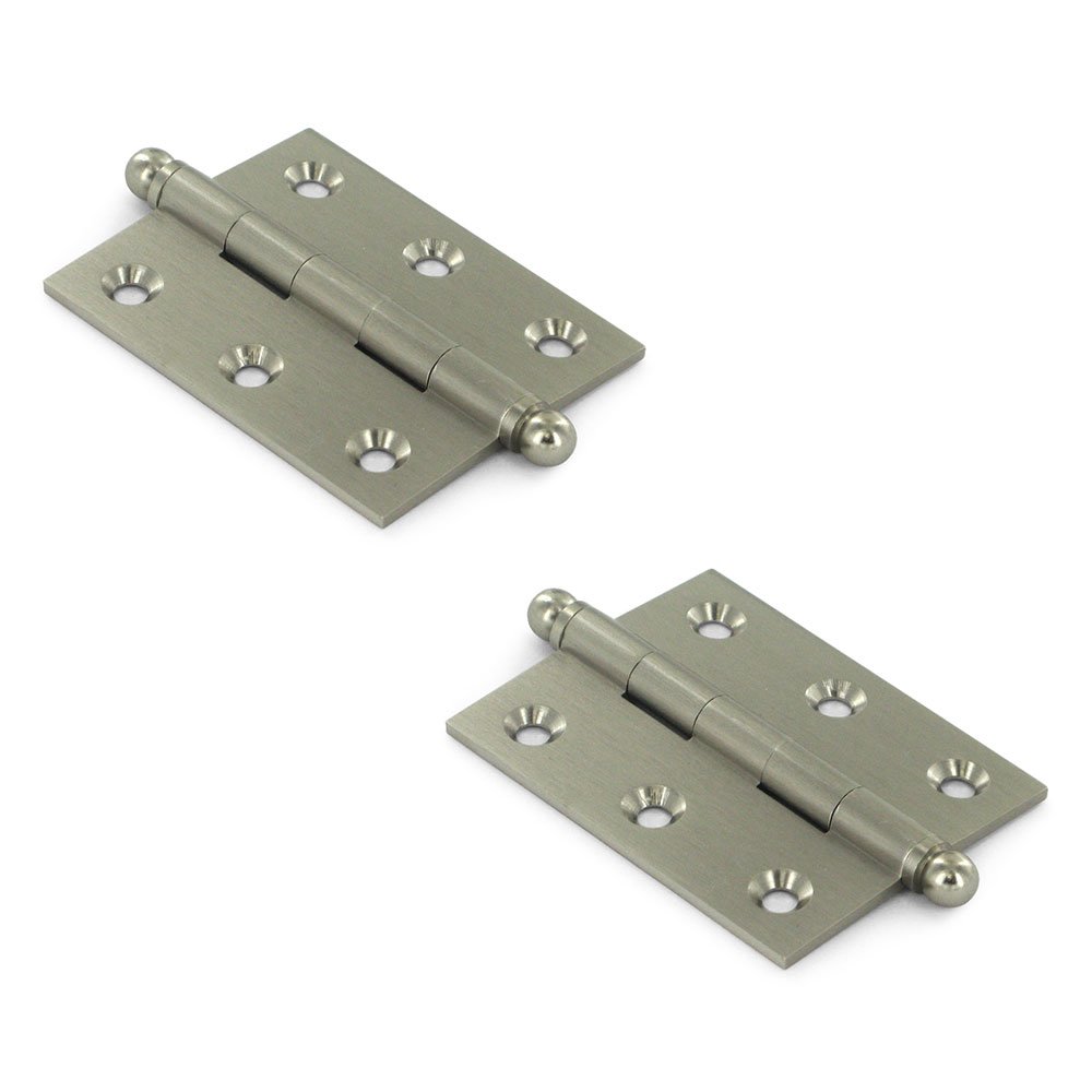 Deltana Solid Brass 2 1/2" x 2" Mortise Cabinet Hinge with Ball Tips (Sold as a Pair) in Brushed Nickel