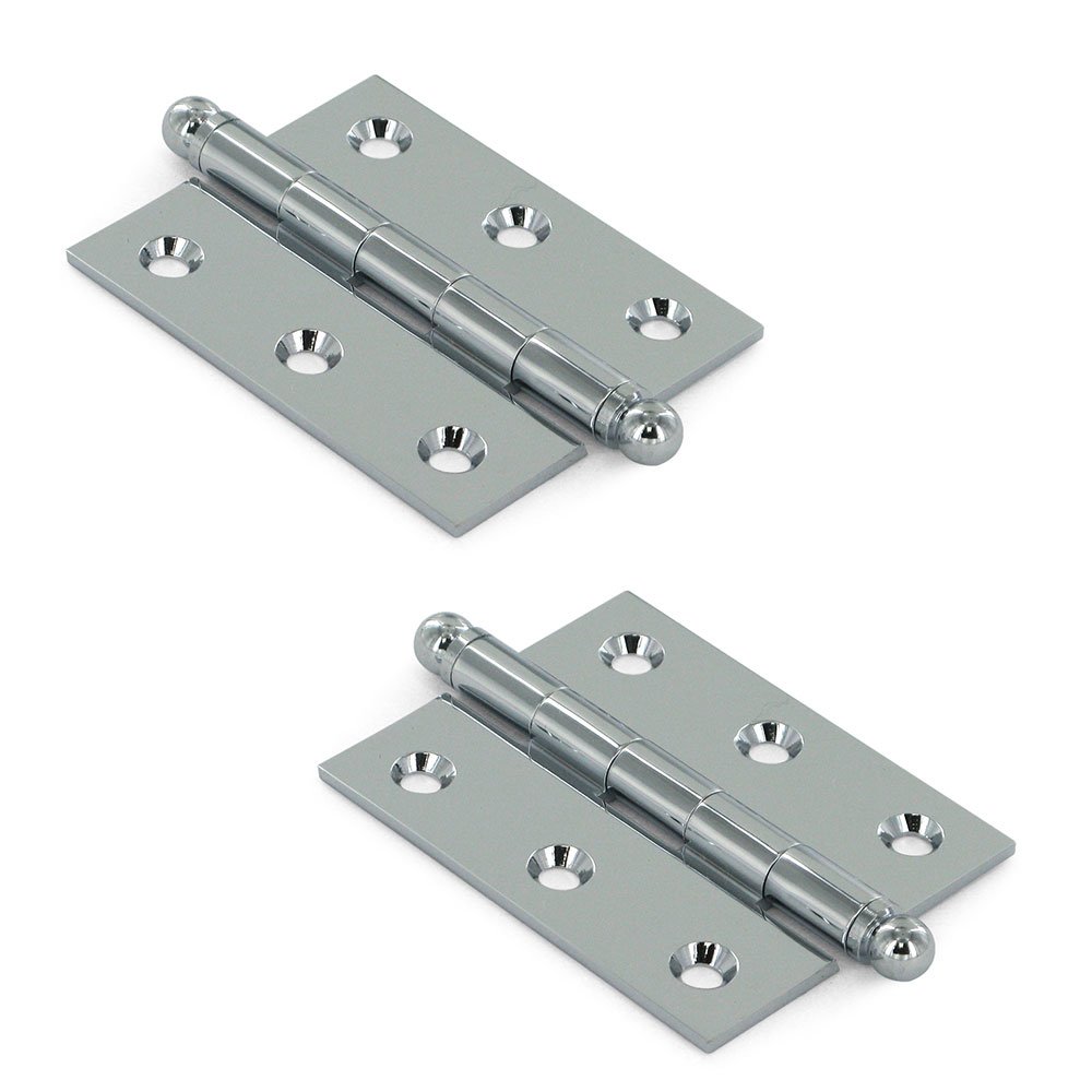 Deltana Solid Brass 2 1/2" x 2" Mortise Cabinet Hinge with Ball Tips (Sold as a Pair) in Polished Chrome