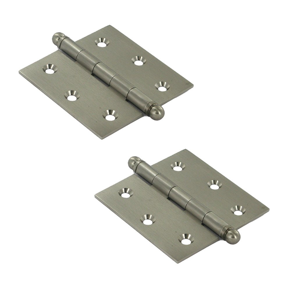 Deltana Solid Brass 2 1/2" x 2 1/2" Mortise Cabinet Hinge with Ball Tips (Sold as a Pair) in Brushed Nickel