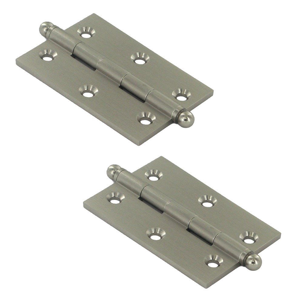 Deltana Solid Brass 3" x 2" Mortise Cabinet Hinge with Ball Tips (Sold as a Pair) in Brushed Nickel