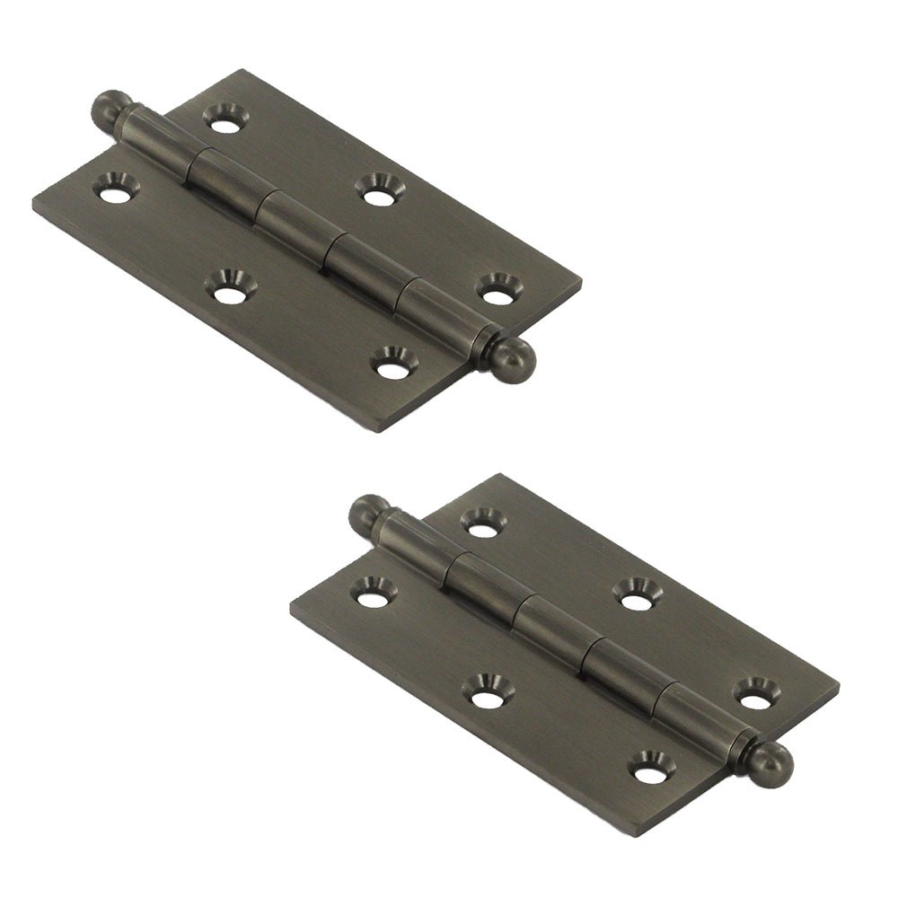 Deltana Solid Brass 3" x 2" Mortise Cabinet Hinge with Ball Tips (Sold as a Pair) in Antique Nickel