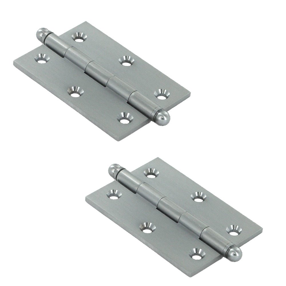 Deltana Solid Brass 3" x 2" Mortise Cabinet Hinge with Ball Tips (Sold as a Pair) in Brushed Chrome