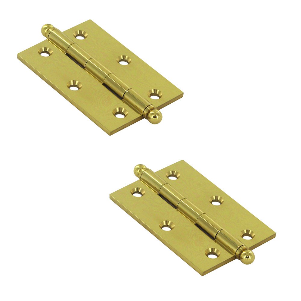 Deltana Solid Brass 3" x 2" Mortise Cabinet Hinge with Ball Tips (Sold as a Pair) in Polished Brass