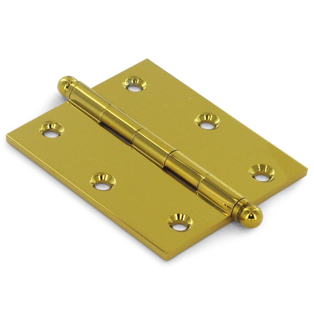 Deltana Solid Brass 3" x 2 1/2" Mortise Cabinet Hinge with Ball Tips (Sold as a Pair) in PVD Brass