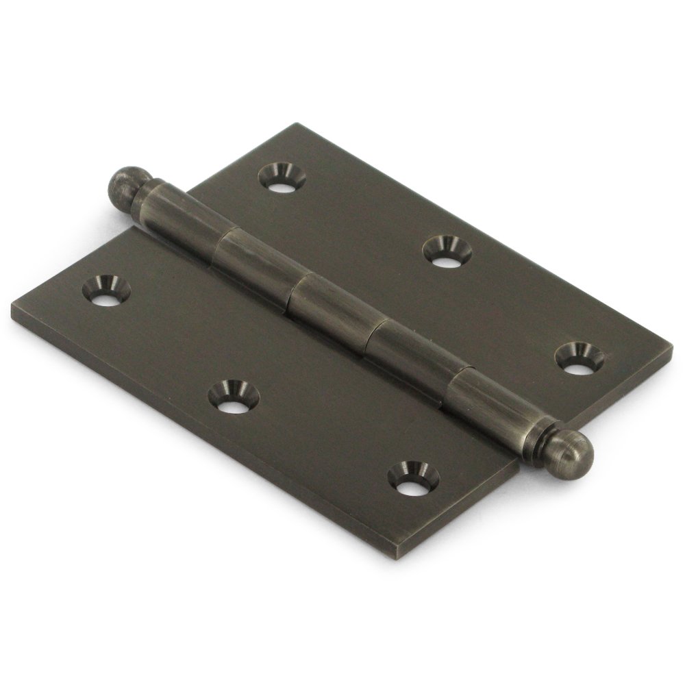 Deltana Solid Brass 3" x 2 1/2" Mortise Cabinet Hinge with Ball Tips (Sold as a Pair) in Antique Nickel