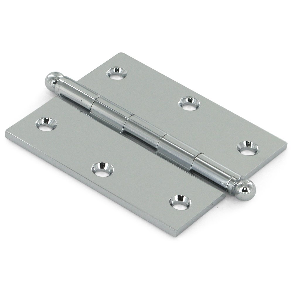 Deltana Solid Brass 3" x 2 1/2" Mortise Cabinet Hinge with Ball Tips (Sold as a Pair) in Polished Chrome