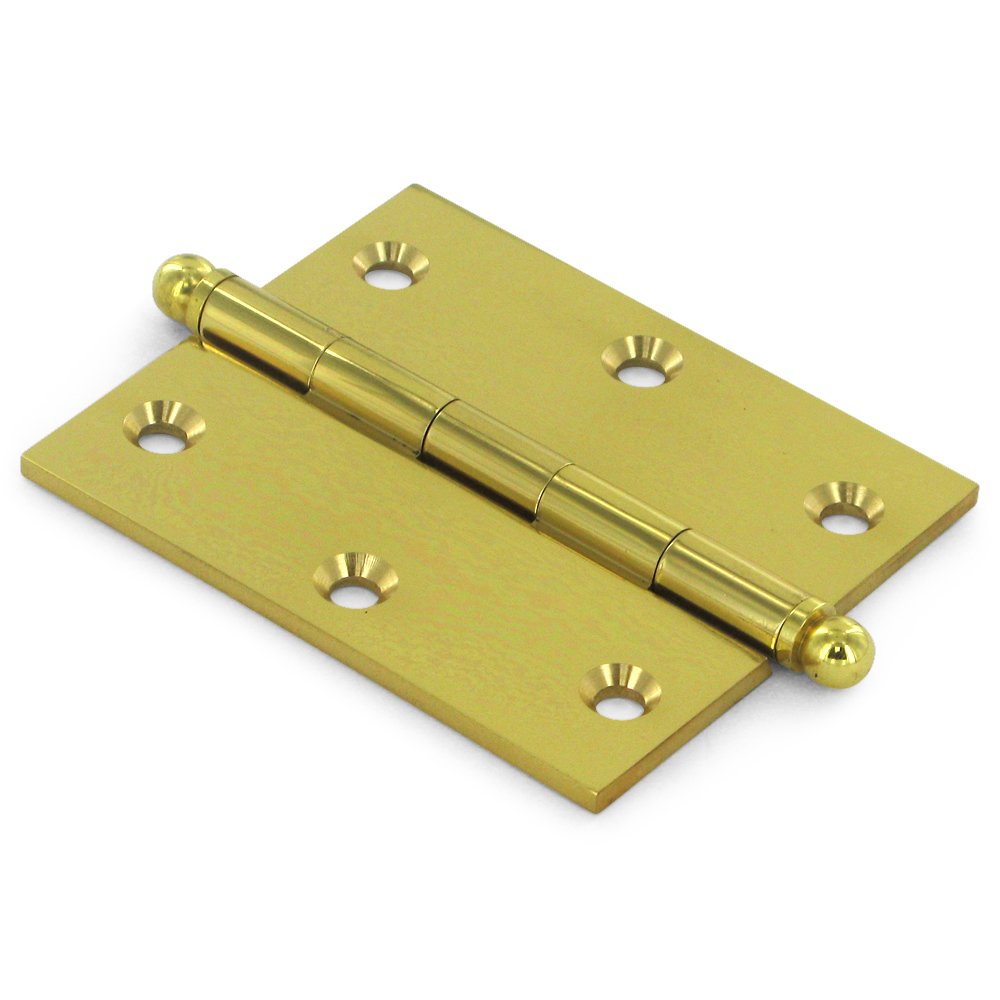Deltana Solid Brass 3" x 2 1/2" Mortise Cabinet Hinge with Ball Tips (Sold as a Pair) in Polished Brass