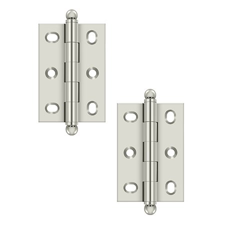 Deltana Solid Brass 2 1/2" x 1 11/16" Adjustable Cabinet Hinge with Ball Tips (Sold as a Pair) in Polished Nickel