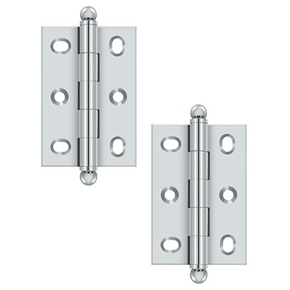 Deltana Solid Brass 2 1/2" x 1 11/16" Adjustable Cabinet Hinge with Ball Tips (Sold as a Pair) in Polished Chrome