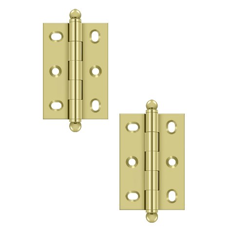 Deltana Solid Brass 2 1/2" x 1 11/16" Adjustable Cabinet Hinge with Ball Tips (Sold as a Pair) in Polished Brass